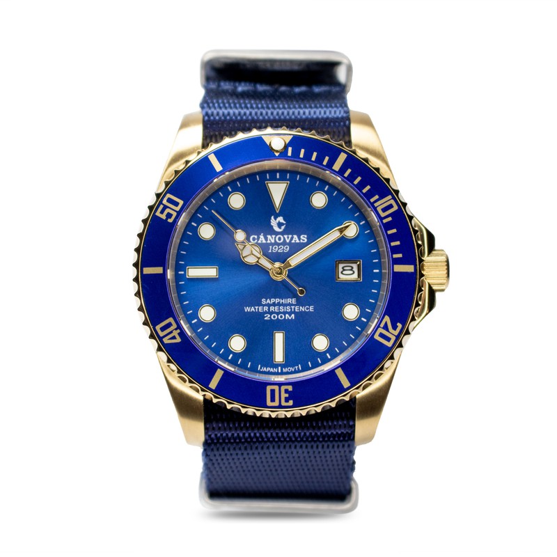 Reloj Canovas 1929 Dorado Nylon Azul